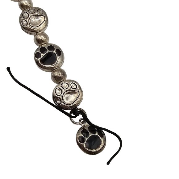 Silver Hanging Pet Lover Dog Cat Paw Prints Looped Keychain Accessory 5" - Picture 10 of 11